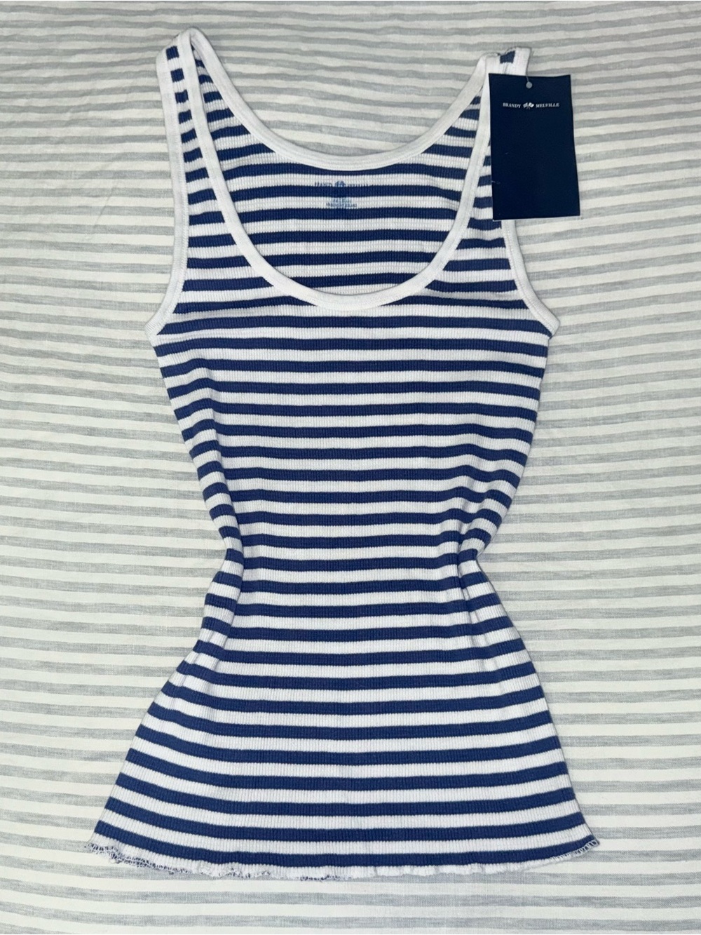 BRANDY MELVILLE BEYONCA STRIPED TANK IN NAVY & IVORY STRIPES - Picture 2 of 4